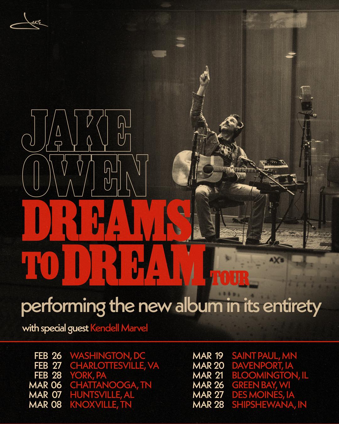 Jake Owen Dreams to Dream Tour Poster 2026